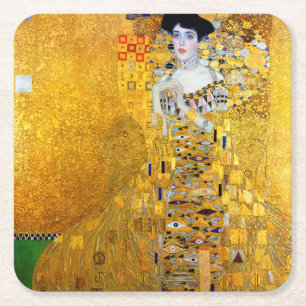 The Lady in Gold, Gustav Klimt Vierkante Kartonnen Onderzetter
