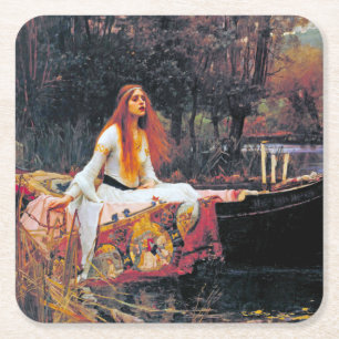 The Lady of Shalott, John William Waterhouse Vierkante Kartonnen Onderzetter