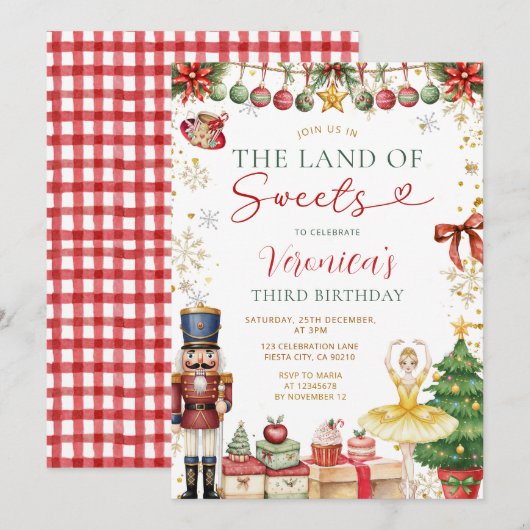 The Land Of Sweets Nutcracker Christmas Birthday Kaart (Voorkant / Achterkant)