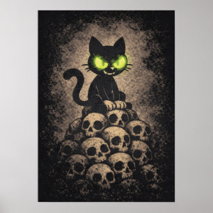 The Last Hiss - Retro Kat op Schedels, Donkere Car Poster