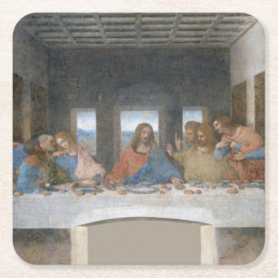 The Last Supper, Leonardo da Vinci, 1495-1498 Vierkante Kartonnen Onderzetter