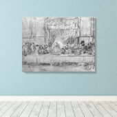 The Last Supper, na fresco door Leonardo da. Canvas Afdruk (Insitu (Houten vloer))