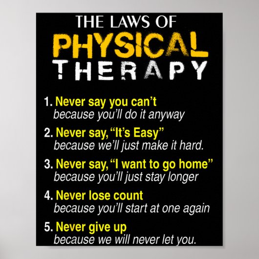 The Laws Of Physical Therapy Motivational Goals Pt Poster (Voorkant)