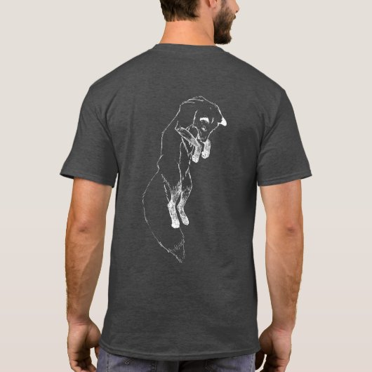 "The Leap" Fox Jumping Dark Grey Mannen T-shirt (Achterkant)