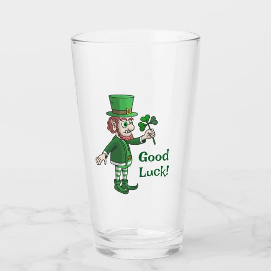 The Leprechaun with a shamrock Glas (Voorkant)