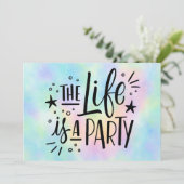 "The Life Is a Party" Celebration Invitation – Fun Kaart (Staand voorkant)