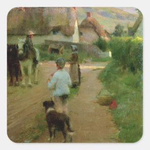 The Loiterers, 1888 (olie op canvas) Vierkante Sticker