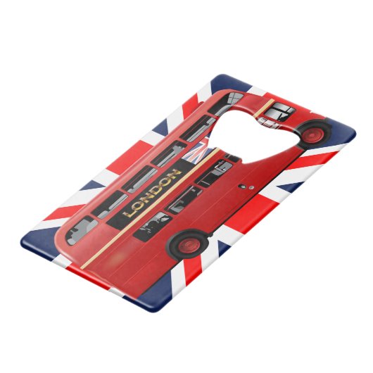 The London Red Bus Kredietkaart Flessenopener (Voorkant Gekanteld)