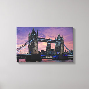 The London Tower Bridge bij nachtschildering Canvas Afdruk