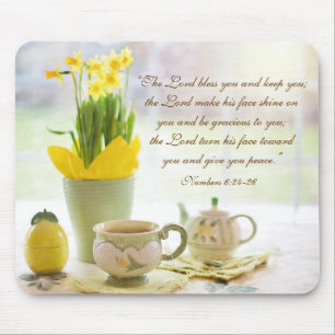 The Lord Bless You Bijbel Verse Tea Party Daffodil Muismat
