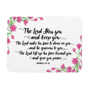 The Lord Bless you en Keep You Magnet w/Flowers Magneet