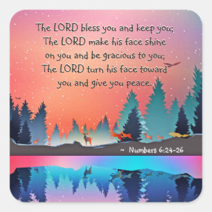 The Lord Bless You Numbers 6:24-26 Bijbelverse Vierkante Sticker