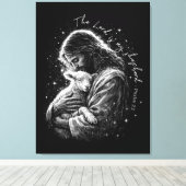 The Lord is my Shepard. Psalm 23. Canvas Afdruk (Insitu (Houten vloer))