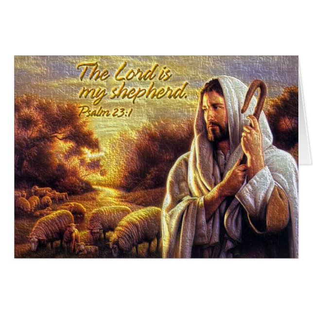 The Lord is my shepherd Psalm 23:1 Card (Voorkant Horizontaal)