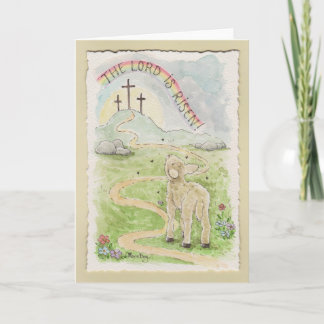 The Lord Is Risen Easter Card with Lamb Kaart
