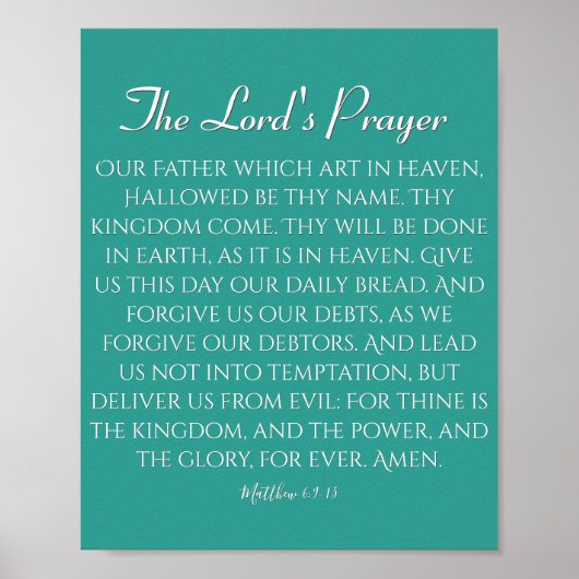 The Lord's Prayer Blue Green Poster (Voorkant)