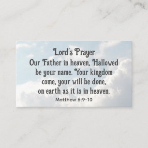 The Lord's Prayer, Matthew 6:9-10 Bijbelverse Visitekaartje