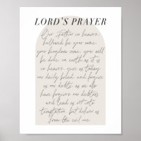 The Lord's Prayer Minimal Boho Beige Arch Script