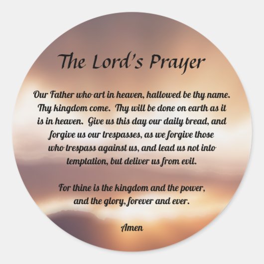 The Lord's Prayer Ronde Sticker (Voorkant)