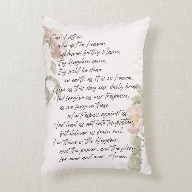 The Lord's Prayer Soft Pastel Floral Accent Kussen (Voorkant(Verticaal))