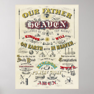 The Lord's Prayer  Typografie Lithograaf Poster