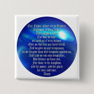 The Lord's Prayer Vierkante Button 5,1 Cm