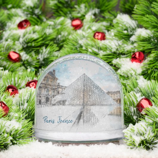 The Louvre Paris Snow Globe – Vintage Retro Travel (Noël)