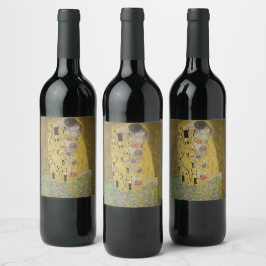 The Lovers Kissingembrace by Gustav Klimt Wijn Etiket (Flessen)