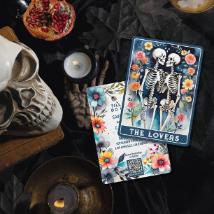 The Lovers Tarot Floral Gothic Wedding QR-code Save The Date