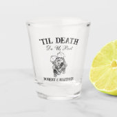 The Lovers Til Death Gothic Bruiloft gepersonalise Shot Glas (Voorkant)