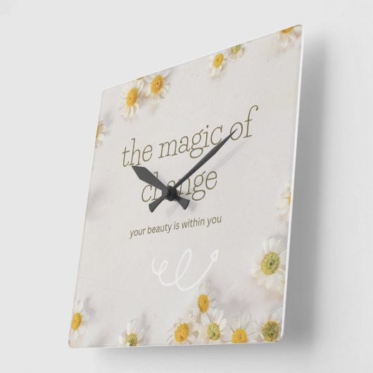 the magic of change , wall clock vierkante klok (Hoek)