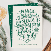 The Magic of Kerstbeige & Green Non-Photo Feestdagenkaart