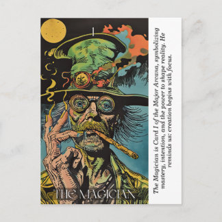 The Magician Tarot Retro Mystical Major Arcana Art Briefkaart