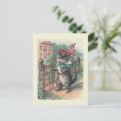 "The Mailman" Vintage Cat Postcard Briefkaart (Staand voorkant)