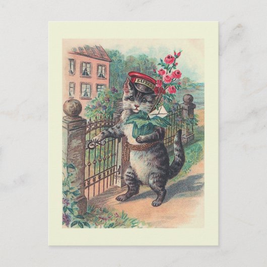 "The Mailman" Vintage Cat Postcard Briefkaart (Voorkant)