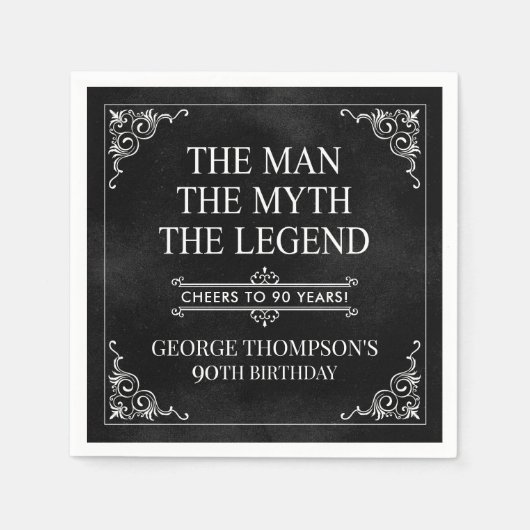 The Man The Myth The Legend 90th Birthday Servet (Voorkant)