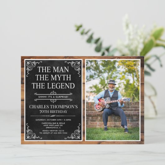 The Man The Myth The Legend Surprise 70th Birthday Kaart (Staand voorkant)