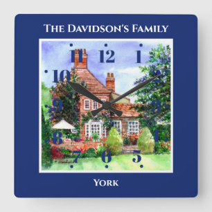 The Manor House Heslington York Blue Vierkante Klok