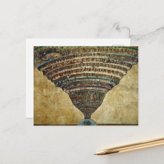The Map of Hell, Abyss of Hell - Sandro Botticelli Feestdagenkaart (Voorkant / Achterkant in situ)