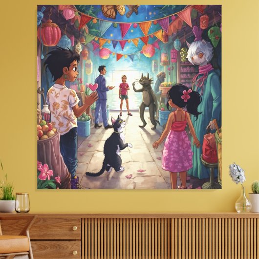 The Market Between Worlds Canvas Afdruk (Insitu (Woonkamer))