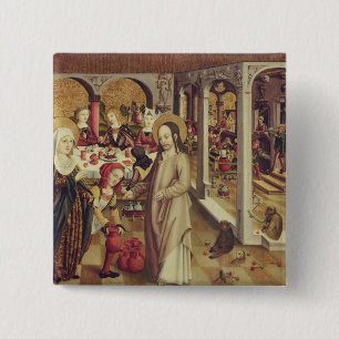 The Marriage at Cana, c.1500 Vierkante Button 5,1 Cm