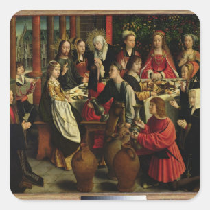 The Marriage Feast at Cana, c.1500-03 Vierkante Sticker