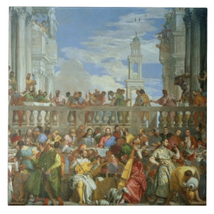 The Marriage Feast at Cana, c.1562 (olie op canvas Tegeltje