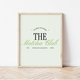 'The Matcha Club' Groene Retro Schrift Poster