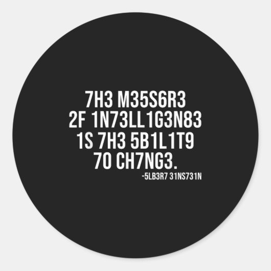 The Measure Of Intelligence Coded Motivational Sci Ronde Sticker (Voorkant)