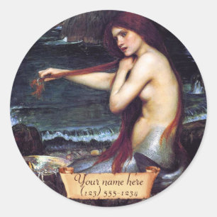 "The Mermaid" Pre-Raphaelite Bookplate Ronde Sticker