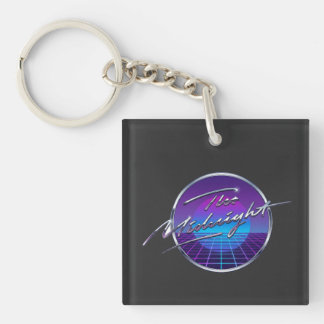 The Midnight Synthwave Retro Grid Logo T-shirt Sleutelhanger