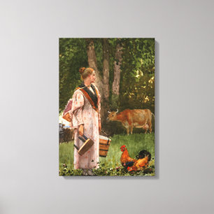 The Milk Maid (door Winslow Homer) Canvas Afdruk