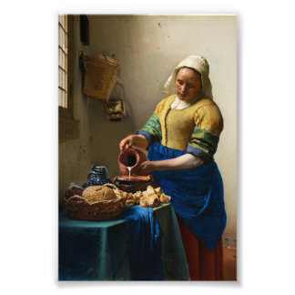 The Milkmaid by Johannes Vermeer Foto Afdruk
