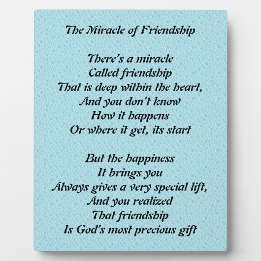 The Miracle of Friendship plaque (Devant)